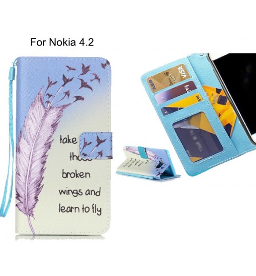 Nokia 4.2 case 3 card leather wallet case printed ID