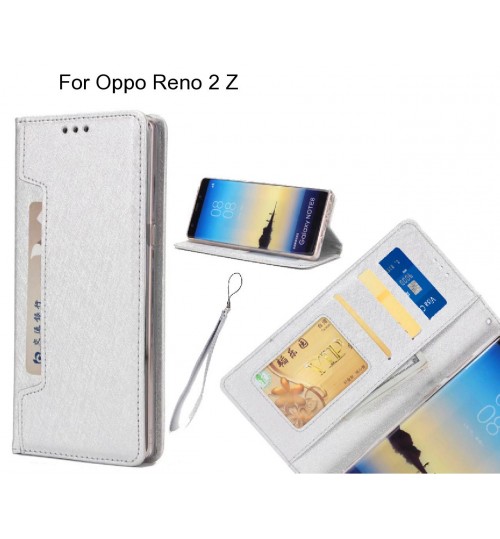 Oppo Reno 2 Z Case Silk Texture Leather Wallet Case - Silver
