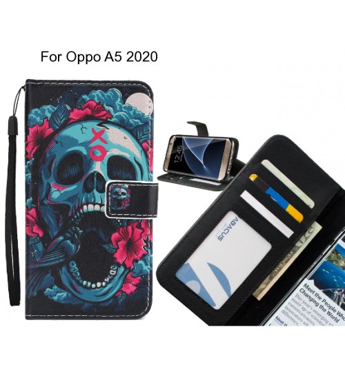 Oppo A5 2020 case 3 card leather wallet case printed ID