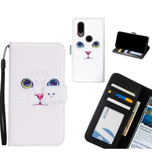 MOTO P40 case 3 card leather wallet case printed ID