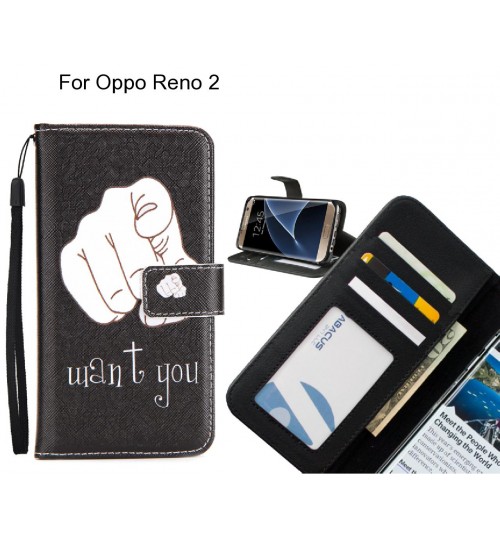 Oppo Reno 2 case 3 card leather wallet case printed ID