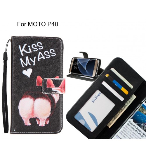 MOTO P40 case 3 card leather wallet case printed ID