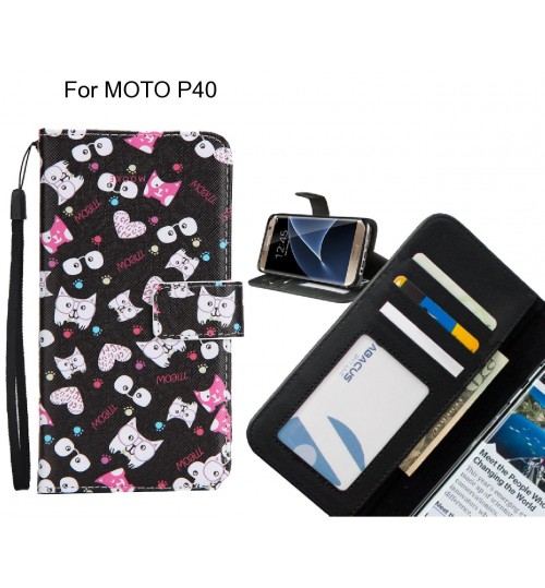 MOTO P40 case 3 card leather wallet case printed ID