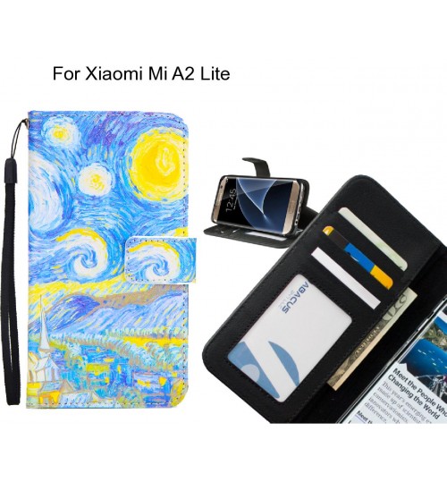 Xiaomi Mi A2 Lite case 3 card leather wallet case printed ID