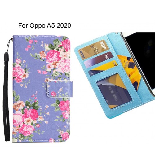 Oppo A5 2020 case 3 card leather wallet case printed ID