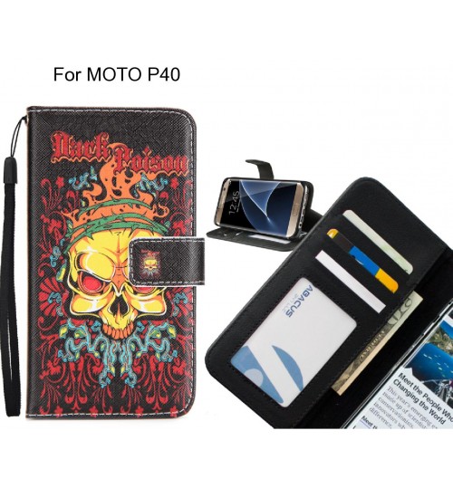 MOTO P40 case 3 card leather wallet case printed ID