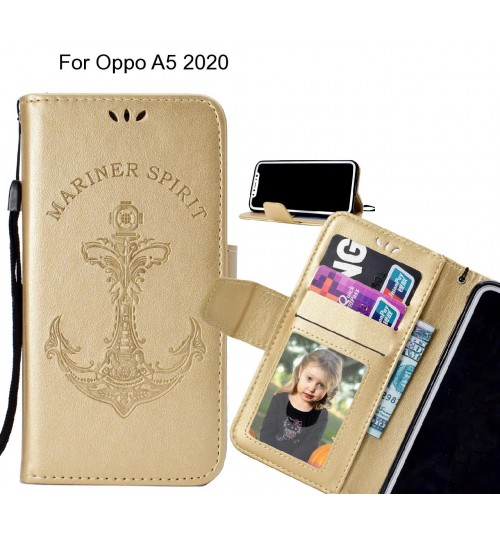 Oppo A5 2020 Case Wallet Leather Case Embossed Anchor Pattern