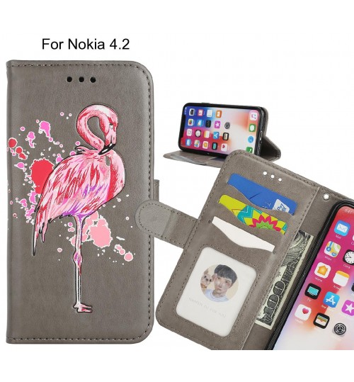Nokia 4.2 case Embossed Flamingo Wallet Leather Case