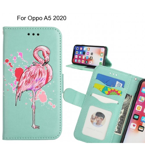 Oppo A5 2020 case Embossed Flamingo Wallet Leather Case