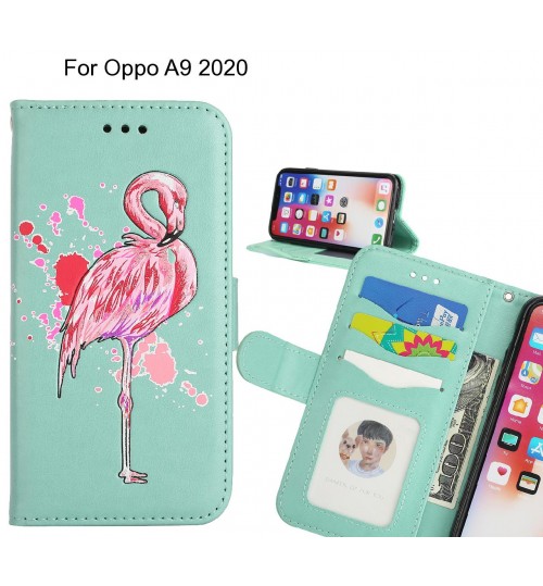 Oppo A9 2020 case Embossed Flamingo Wallet Leather Case