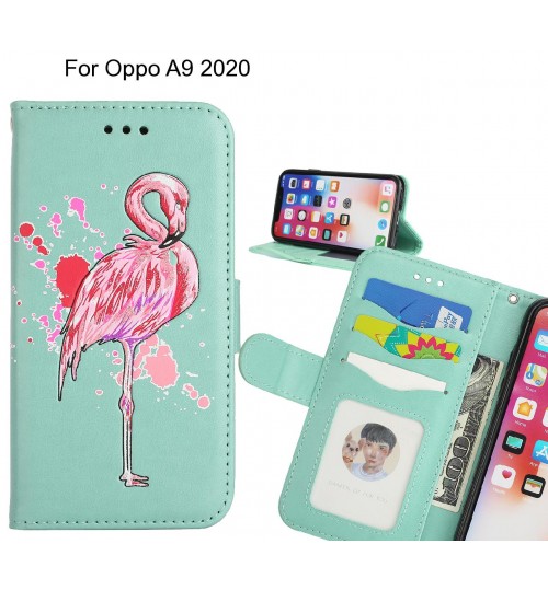 Oppo A9 2020 case Embossed Flamingo Wallet Leather Case