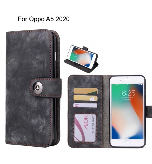 Oppo A5 2020 Case Retro Leather Wallet Case - Black