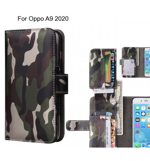 Oppo A9 2020 Case Wallet Leather Flip Case 7 Card Slots - Green