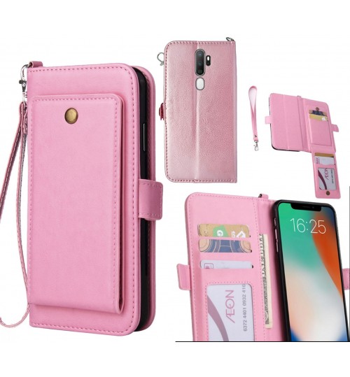 Oppo A5 2020 Case Retro Leather Wallet Case - Pink