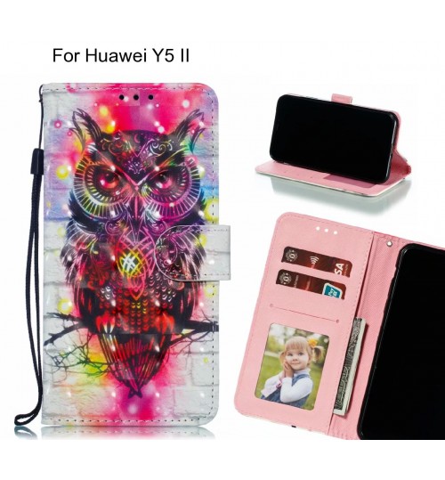 Huawei Y5 II Case Leather Wallet Case 3D Pattern Printed