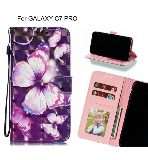 GALAXY C7 PRO Case Leather Wallet Case 3D Pattern Printed