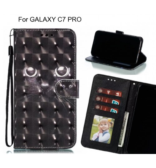 GALAXY C7 PRO Case Leather Wallet Case 3D Pattern Printed