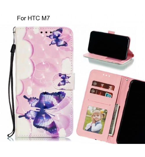 HTC M7 Case Leather Wallet Case 3D Pattern Printed