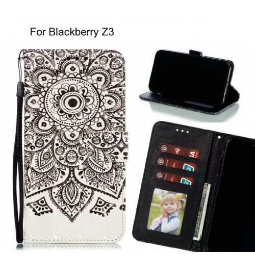 Blackberry Z3 Case Leather Wallet Case 3D Pattern Printed