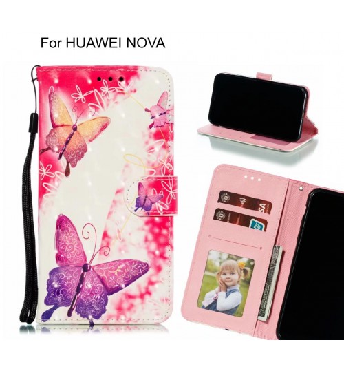 HUAWEI NOVA Case Leather Wallet Case 3D Pattern Printed