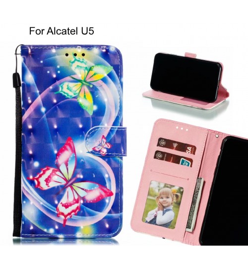 Alcatel U5 Case Leather Wallet Case 3D Pattern Printed