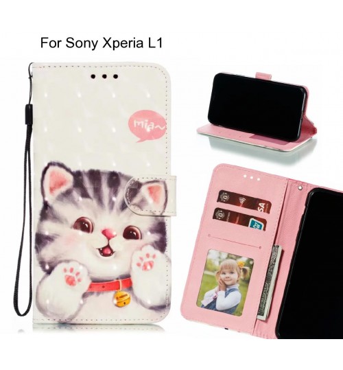 Sony Xperia L1 Case Leather Wallet Case 3D Pattern Printed