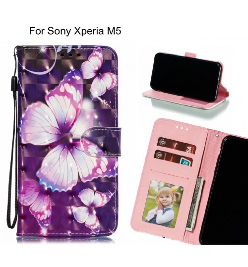 Sony Xperia M5 Case Leather Wallet Case 3D Pattern Printed