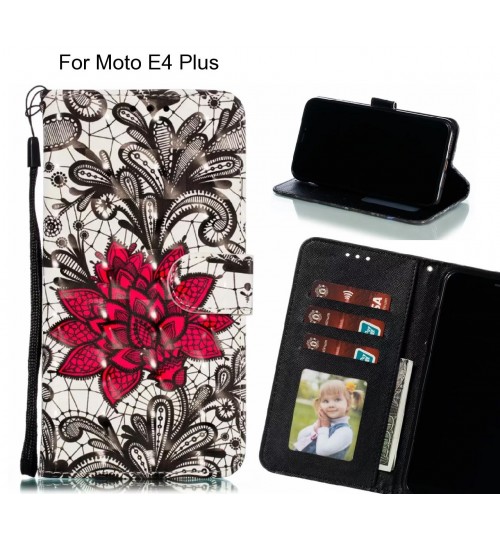 Moto E4 Plus Case Leather Wallet Case 3D Pattern Printed