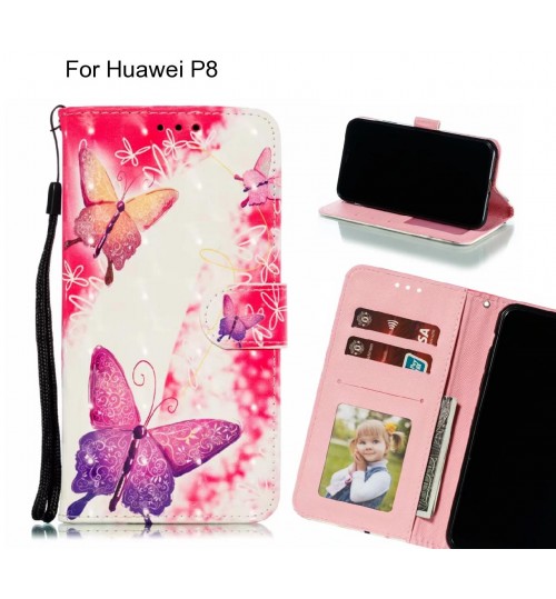 Huawei P8 Case Leather Wallet Case 3D Pattern Printed