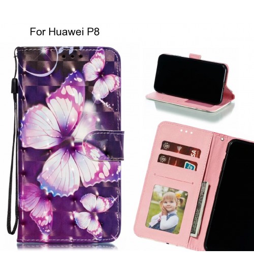 Huawei P8 Case Leather Wallet Case 3D Pattern Printed