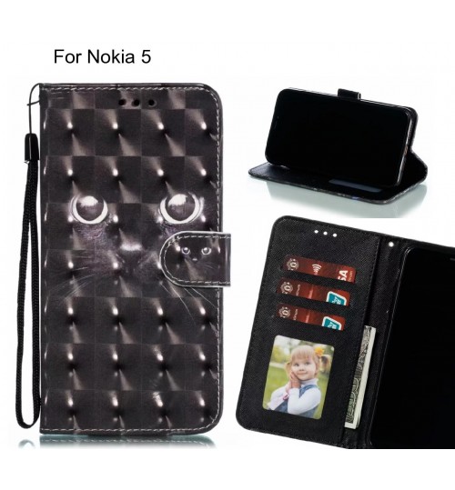 Nokia 5 Case Leather Wallet Case 3D Pattern Printed