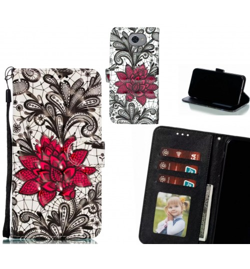 Huawei Y7 Case Leather Wallet Case 3D Pattern Printed