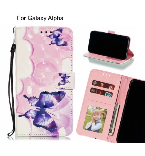 Galaxy Alpha Case Leather Wallet Case 3D Pattern Printed