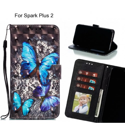 Spark Plus 2 Case Leather Wallet Case 3D Pattern Printed