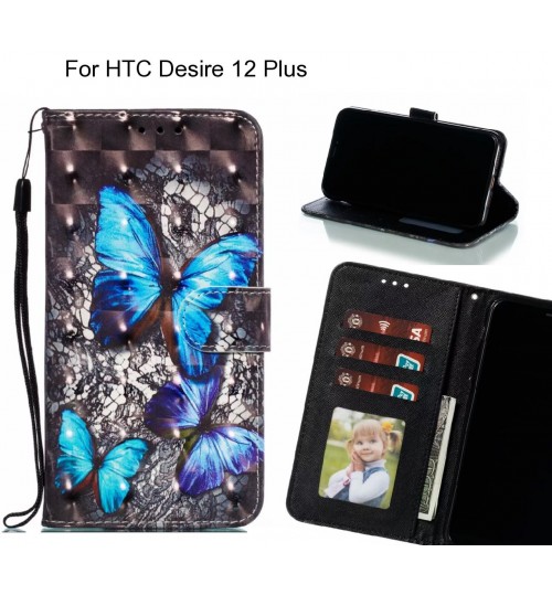 HTC Desire 12 Plus Case Leather Wallet Case 3D Pattern Printed