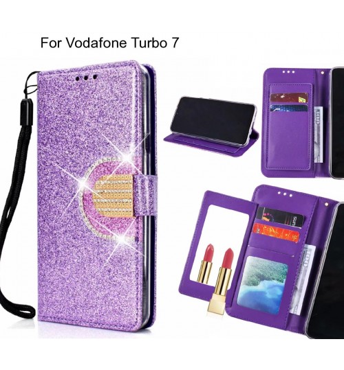 Vodafone Turbo 7 Case Glaring Wallet Leather Case With Mirror
