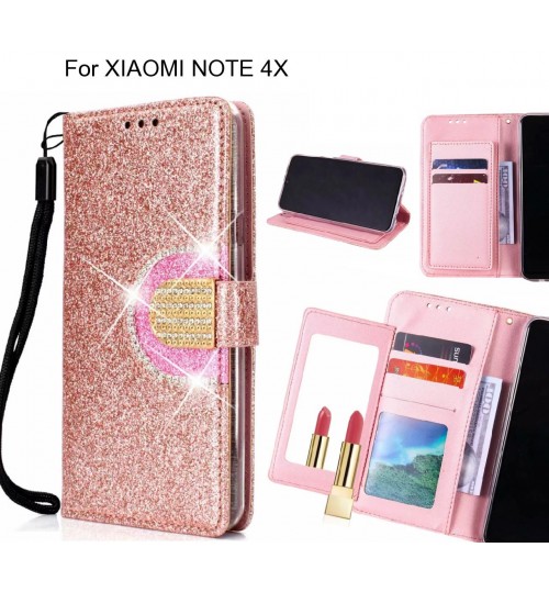 XIAOMI NOTE 4X Case Glaring Wallet Leather Case With Mirror