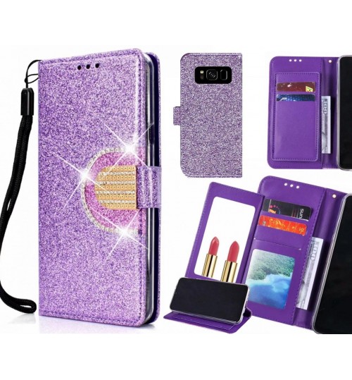 Galaxy S8 Case Glaring Wallet Leather Case With Mirror