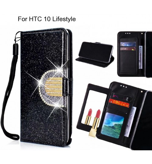 Htc 10 Lifestyle Case Glaring Wallet Leather Case With Mirror - Black