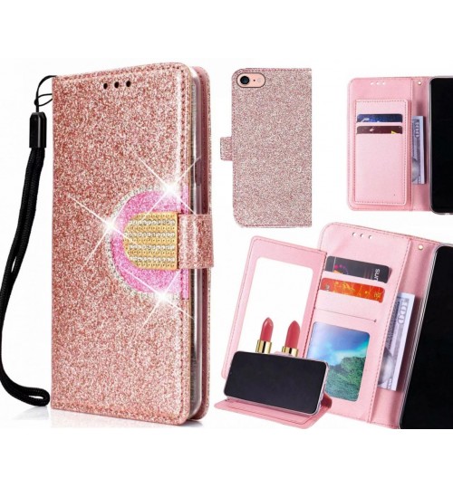 iphone 7 Case Glaring Wallet Leather Case With Mirror
