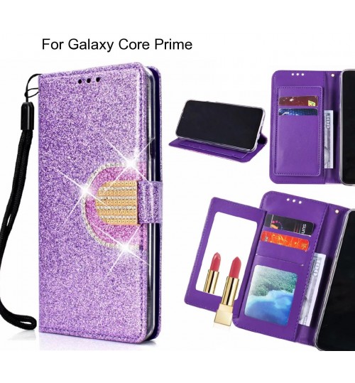 Galaxy Core Prime Case Glaring Wallet Leather Case With Mirror