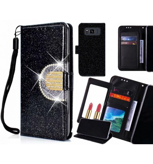 Galaxy S8 Active Case Glaring Wallet Leather Case With Mirror
