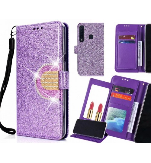 Galaxy A9 2018 Case Glaring Wallet Leather Case With Mirror - Purple
