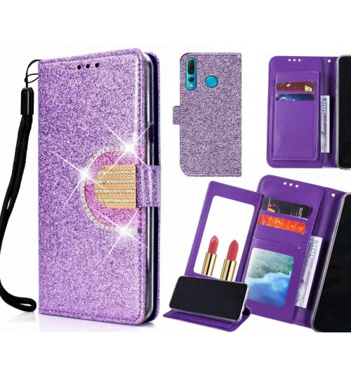 Huawei Nova 4 Case Glaring Wallet Leather Case With Mirror - Purple
