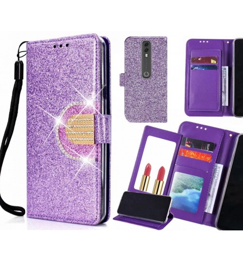 Vodafone V10 Case Glaring Wallet Leather Case With Mirror