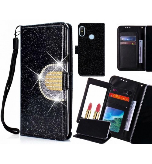 Xiaomi Mi A2 Lite Case Glaring Wallet Leather Case With Mirror