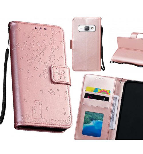 Galaxy J1 2016 Case Embossed Wallet Leather Case - Rose Gold