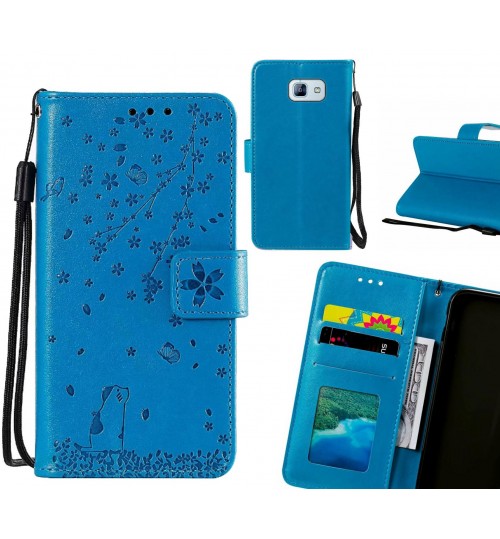 Galaxy A8 2016 Case Embossed Wallet Leather Case - Blue
