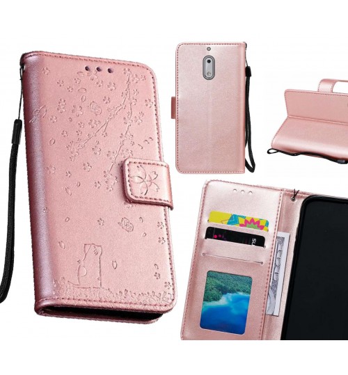 Nokia 6 Case Embossed Wallet Leather Case - Rose Gold