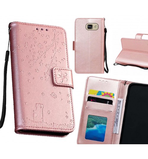 Galaxy A5 2016 Case Embossed Wallet Leather Case - Rose Gold
